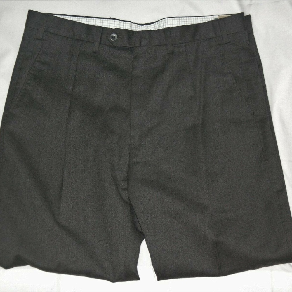 Borrelli Pleated Flannel Weight Charcoal Pants